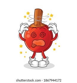 table tennis bat dizzy head mascot. cartoon vector