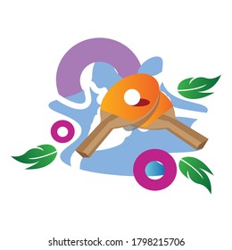 table tennis bat illustration colorful background icon design vector