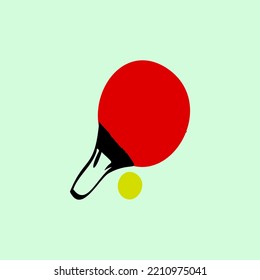 table tennis bat and ping pong ball, hand drawn vector.