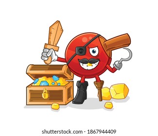 table tennis bat pirate with treasure mascot. cartoon vector