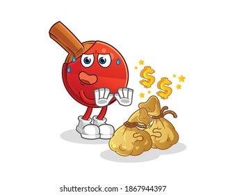 table tennis bat refuse money illustration. character vector