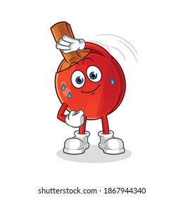 table tennis bat stretching character. cartoon mascot vector