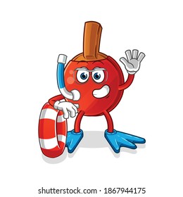 table tennis bat swimmer with buoy mascot. cartoon vector