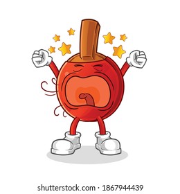 table tennis bat yawn character. cartoon mascot vector