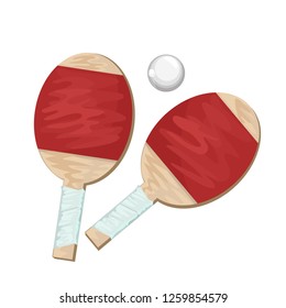 Table tennis bats and ball.