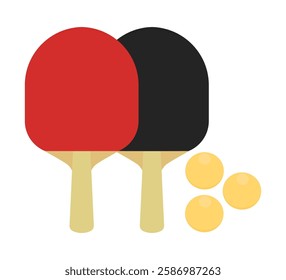 table tennis bats and ball, ping pong racket with yellow balls vector