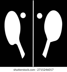 table tennis bats and balls poster black and white