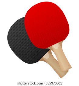 Table tennis bats on a white background.