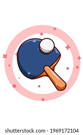 Table tennis bet and ball illustration