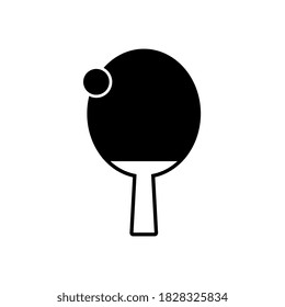 Table Tennis Black Icon. Raquet And Ball Isolated Vector Illustration. Ping-pong Sport.