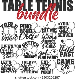 Table Tennis Bundle - Ping Pong Illustrations 