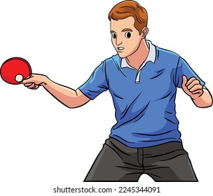 Table Tennis Cartoon Colored Clipart Illustration