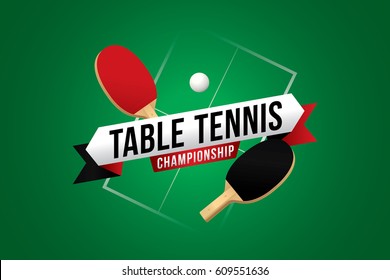 Table tennis championship design with green table.