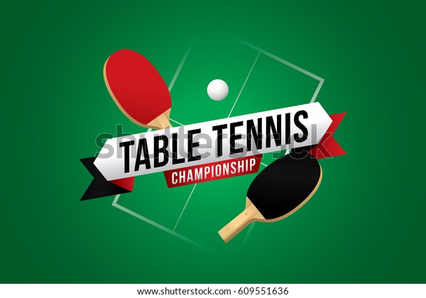 Table tennis\
championship design with green\
table.