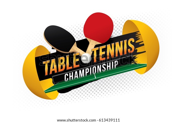 Table tennis\
championship design with green\
table.