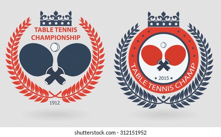 table tennis championship logo set