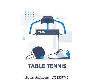 Table tennis clothes and equipment,flat design icon vector illustration