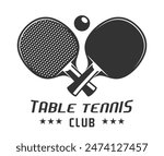 Table Tennis Club Logo With Crossed Rackets and Ball Over Them