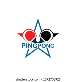 Table Tennis club logo with simple text designs. Sport vector illustration for ping pong club