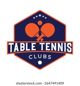 Table Tennis Clubs Emblem with Paddles and Ball Sporting Achievement and Team Spirit Professional Sports Branding