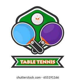 Table tennis colorful logotype with crossed rackets and ball