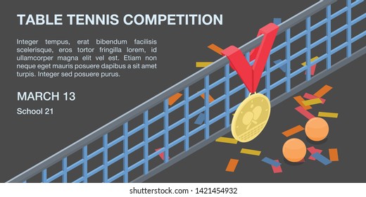 Table tennis competition concept banner. Isometric illustration of table tennis competition vector concept banner for web design