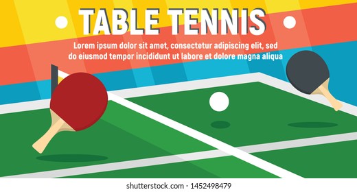 Table tennis concept banner. Flat illustration of table tennis vector concept banner for web design