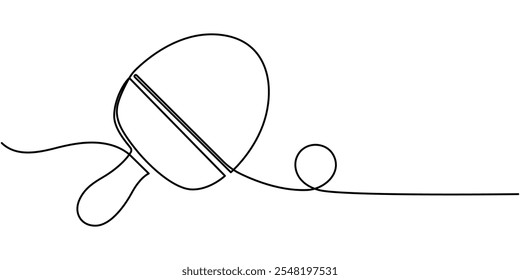 Table Tennis Continuous Line Illustration, Table Tennis Racket One Line Drawing: Continuous Hand Drawn Sport, Ping pong rackets one line art. Continuous line drawing of table tennis, sport, fitness.