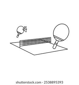 table tennis court icon,table tennis racket, on white background ,color editable