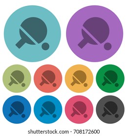 Table tennis darker flat icons on color round background