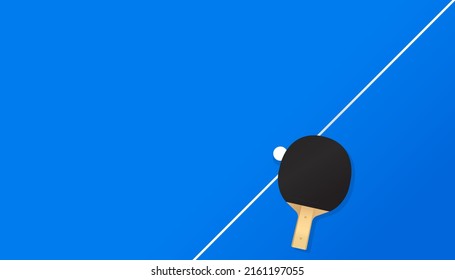 Table tennis design with blue table. Top view