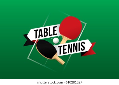 Table tennis design with green table.