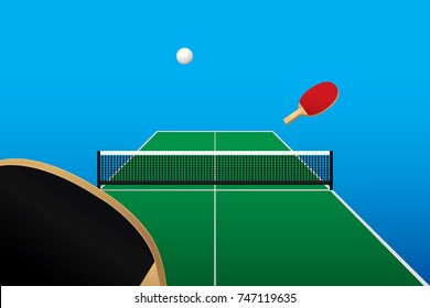 Table tennis design with green table.
