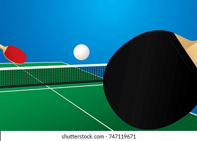 Table tennis design with green table.