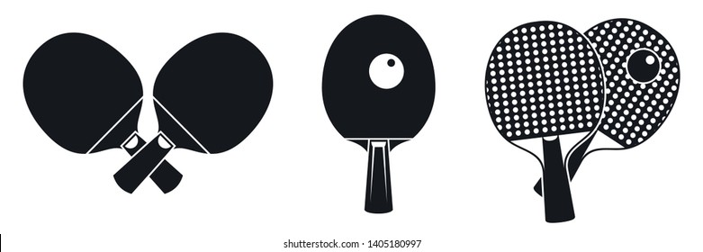 Table tennis equipment icons set. Simple set of table tennis equipment vector icons for web design on white background