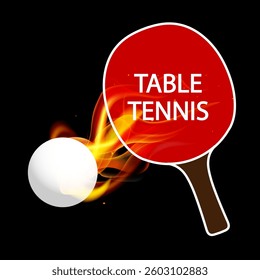Table tennis fire ball, vector art illustration.