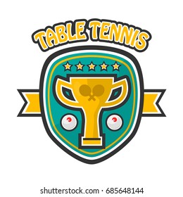 Table tennis five-star private club emblem isolated illustration