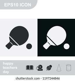 Table tennis flat black and white vector icon.