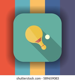 table tennis flat icon with long shadow, vector illustration