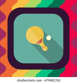 table tennis flat icon with long shadow, vector illustration