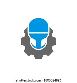 Table Tennis with Gear logo design concepts. Sport labels vector illustration for ping pong club