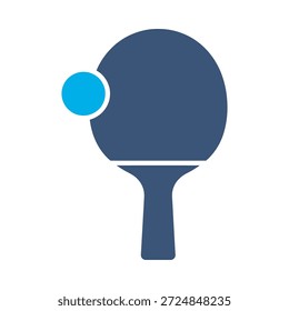 Icono de tenis de mesa azul Vector plano diseño raqueta bola símbolo ping pong deporte juego equipo gráfico elemento signo
