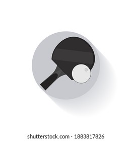 Table tennis. Icon, button, emblem, sports symbol. Doodle style. Olympic sports. Black and white, gray on a white background. The concept of great sports and lifestyle. For games and entertainment