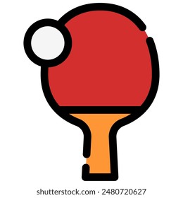 table tennis icon with flat outline style