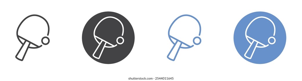 Table tennis icon Flat set in black and white color