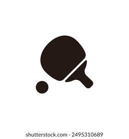 Tischtennis-Symbol. Flache Silhouettenversion.