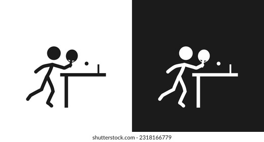 Diseño vectorial del icono de tenis de mesa. Figura de la mano hombre de la mesa de ping pong símbolo del símbolo del símbolo del vector pictograma