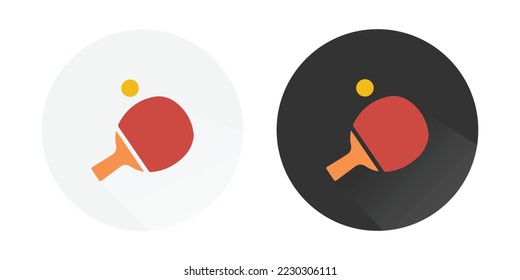 Icono de tenis de mesa, ping pong ping pong ping pong ping pong, raquetas de ping-pong e icono de bola, icono de deportes de ping-pong, logotipo de pádel de ping-pong Coloridos iconos vectores