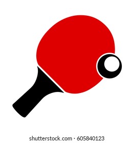 table tennis icon, red racket with ball