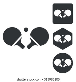 Table tennis icon set, monochrome, isolated on white
